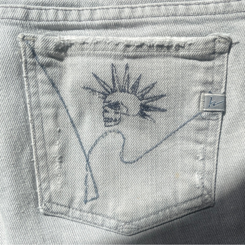 ONE OF A KIND | Skull Embroidery | Citizens of Humanity Grey Jeans | Sz 25